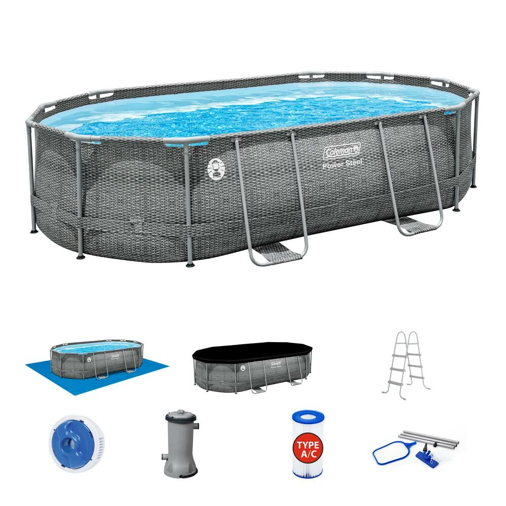 Coleman HydroForce™ Oval Steel Frame Swimming Pool, 16-ft X 10-ft X 48-ft 11 Coleman HydroForce™ Oval Steel Frame Swimming Pool, 16-ft X 10-ft X 48-ft - Image 11
