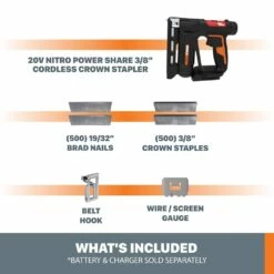 WORX NITRO 20V Crown Stapler, 3/8-in (Tool Only)
