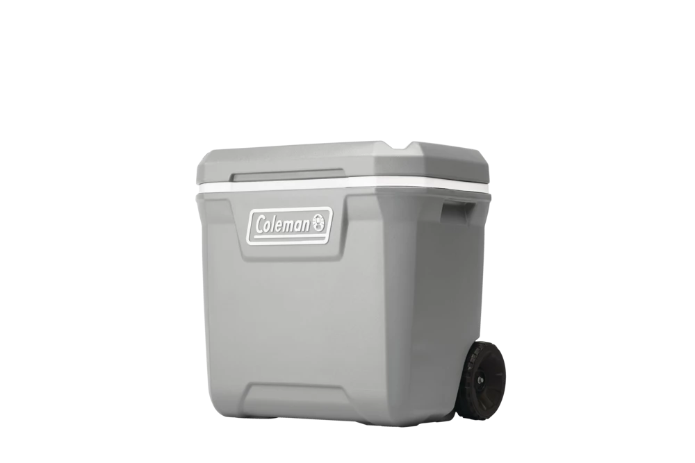 Coleman Hard Wheeled Cooler, With Handle, 61.5-L, Grey 1 Coleman Hard Wheeled Cooler, With Handle, 61.5-L, Grey