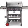 Coleman Cookout 4-Burner Propane Gas BBQ Grill With Side Burner & Storage Shelves