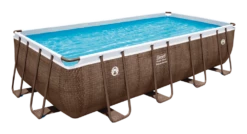 Coleman® Rattan Rectangular Steel Frame Swimming Pool With Ladder, 16-ft X 8-ft X 48-in