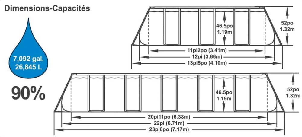 Coleman® Rectangular Steel Frame Swimming Pool With Ladder, 22-ft X 12-ft X 52-in 8 Coleman® Rectangular Steel Frame Swimming Pool With Ladder, 22-ft X 12-ft X 52-in - Image 8