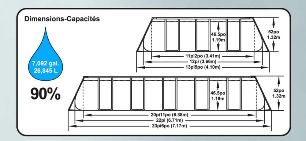 Coleman® Rectangular Steel Frame Swimming Pool With Ladder, 22-ft X 12-ft X 52-in 7 Coleman® Rectangular Steel Frame Swimming Pool With Ladder, 22-ft X 12-ft X 52-in - Image 7
