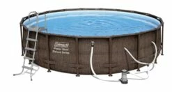 Coleman® Rattan Round Steel Frame Swimming Pool With Ladder, 18-ft X 52-in