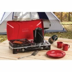 Coleman FyreSergeant Double-Burner 22,000 BTUs Camp Stove With 2-Grill Grates -Worx Sales Store coleman stove 2 hyperflame 22k btu accfd22a ec9b 4606 85c9 f046f0ada026