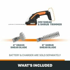 WORX Power Share 20 V 2-in-1 Cordless Shear & Shrubber Trimmer, Tool Only, 4-in & 8-in -Worx Sales Store worx 20v 2 in 1 shear and shrubber trimmer tool only 1982731b be1d 4208 b476 558fa0cea6f3