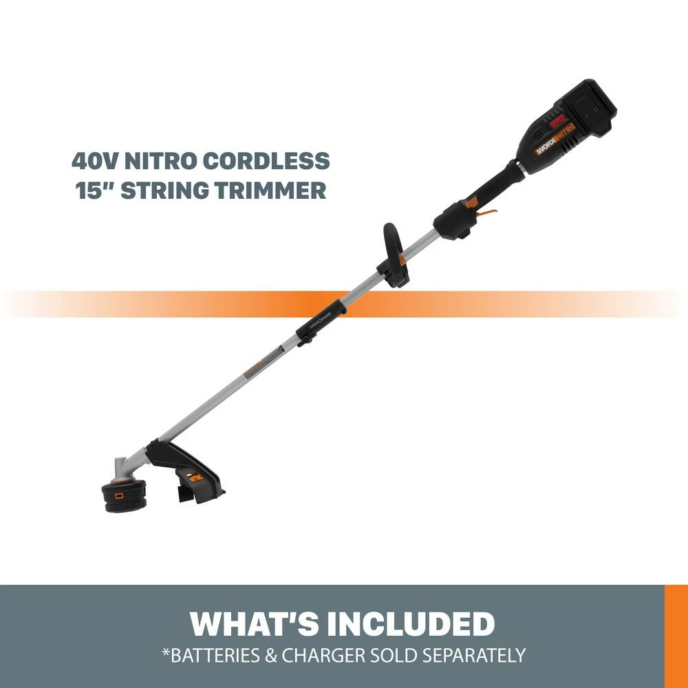 WORX Nitro Power Share 40V Cordless Attachment-Capable String Grass Trimmer, Tool Only, 15-in 9 WORX Nitro Power Share 40V Cordless Attachment-Capable String Grass Trimmer, Tool Only, 15-in - Image 9