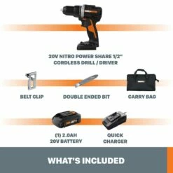 WORX WX102L 20V Nitro Power Share Brushless Cordless Drill/Driver With Battery & Charger, 1/2-in -Worx Sales Store worx nitro bl 20v 1 2 drill drvr 018096bd 36ec 4e79 a6c9 bb68089b0490